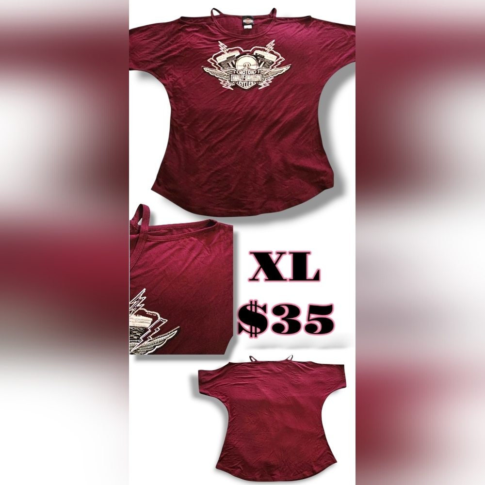 Harley-Davidson Burgundy Graphic Blouse